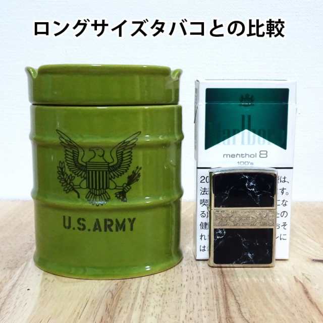 ドラム缶灰皿 喫煙具 ARMY タバコ グリーン 小物入れ アーミー