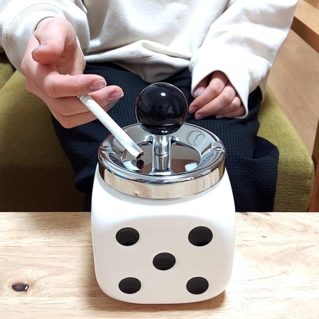 灰皿 ダイス おしゃれ ターンアッシュトレイ ホワイト サイコロ