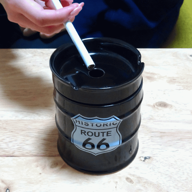 ドラム缶灰皿 喫煙具 Route66 タバコ ブラック 小物入れ