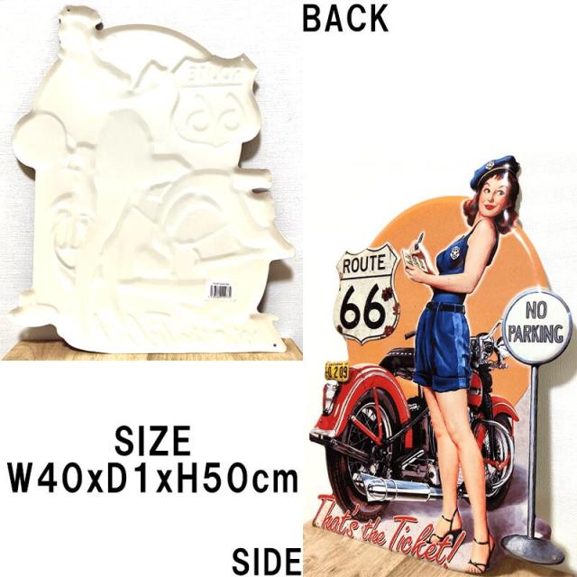 ROUTE66US 看板ルート66アメリカ雑貨インテリアバイクブリキ ブリキ看板 ビンテージ セクシー ルート66 女性 バイク ROUTE66
