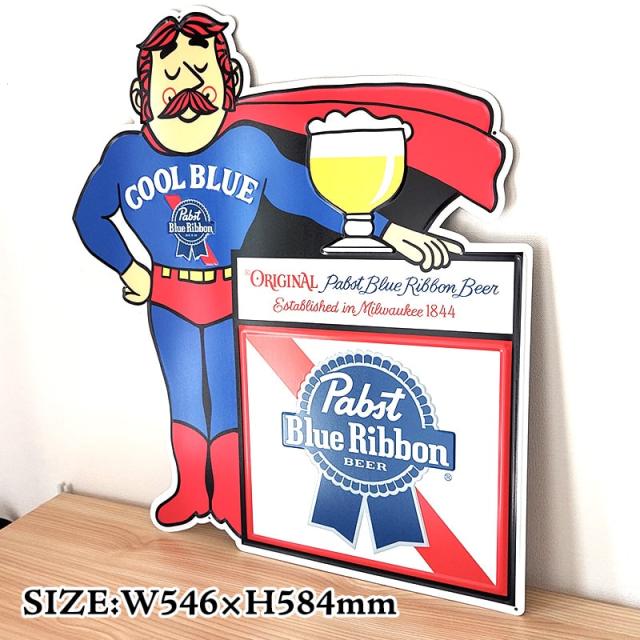パブストブルーリボン ブリキ看板 ビール アメリカン 雑貨 おしゃれ エンボスメタルサイン 壁掛け Pabst Blue Ribbon ロゴ お酒 ディスプレイ キャラクター 壁掛け かわいい_2