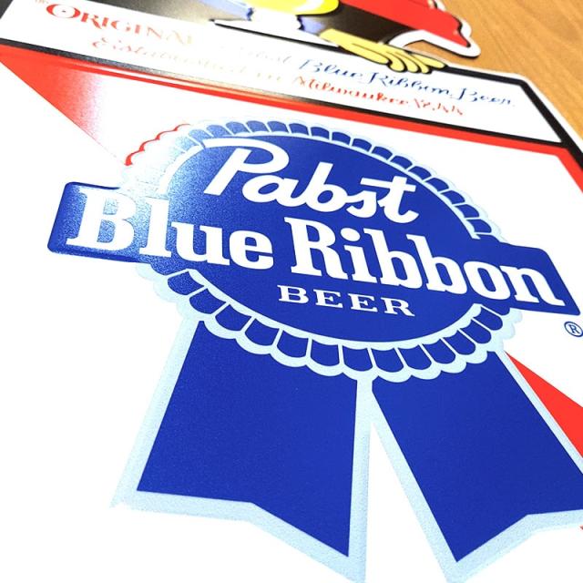 パブストブルーリボン ブリキ看板 ビール アメリカン 雑貨 おしゃれ エンボスメタルサイン 壁掛け Pabst Blue Ribbon ロゴ お酒 ディスプレイ キャラクター 壁掛け かわいい_5