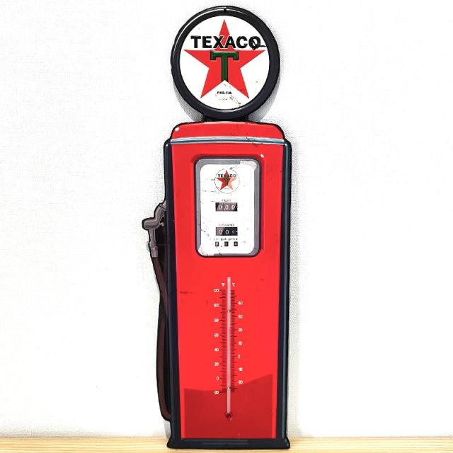 TEXACO ブリキ看板 サーモメーター付き テキサコ 温度計 アメリカン 雑貨 メタルサイン ガスポンプ おしゃれ ガレージ かっこいい アンティーク Texaco Gas Pump 壁飾り インテリア_1