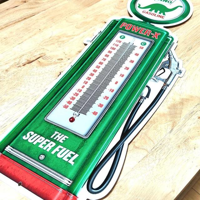 温度計 ガスポンプ 恐竜 レトロ メタル サーモメーター 壁飾り ガソリン Gas Pump Sinclair ブリキ看板 シンクレア アメリカン ガレージ 雑貨 アンティーク インテリア 壁掛け 店舗 カフェ バー ディスプレイ_4