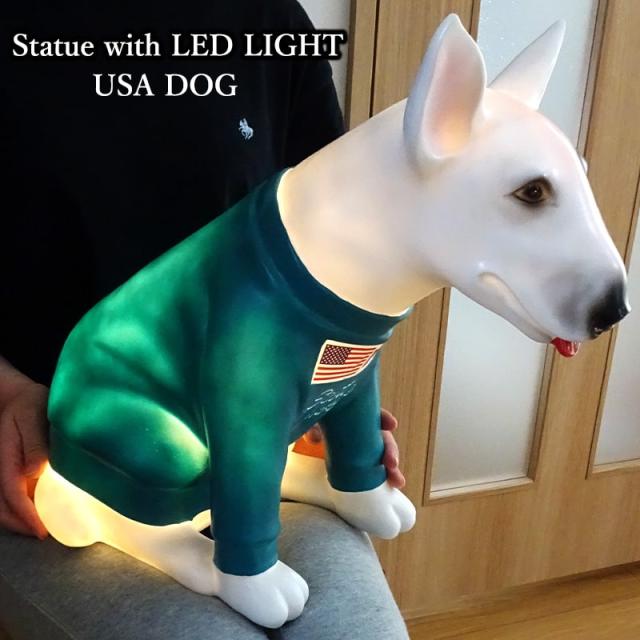 LEDライト 犬 置物 ネオン インテリア ヴィンテージ 可愛い Statue with LED LIGHT レトロ アメリカン USA DOG 光るの通販は