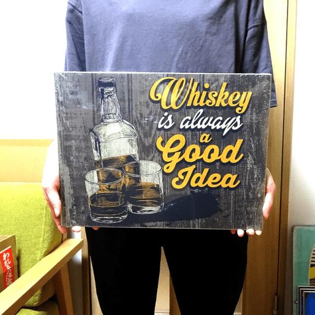 木製 看板 ウッドボード Whiskey is a Good Idea ウイスキー