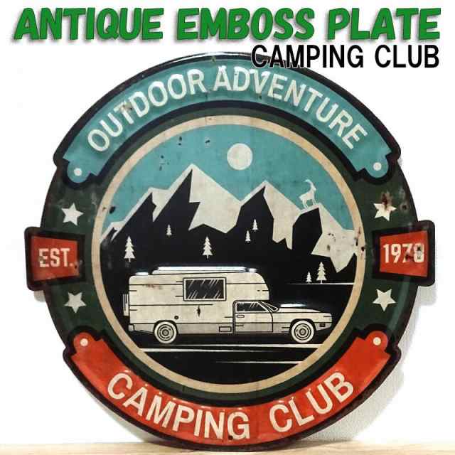 ブリキ看板 かわいい アウトドア ビンテージ CAMPING CLUB ...