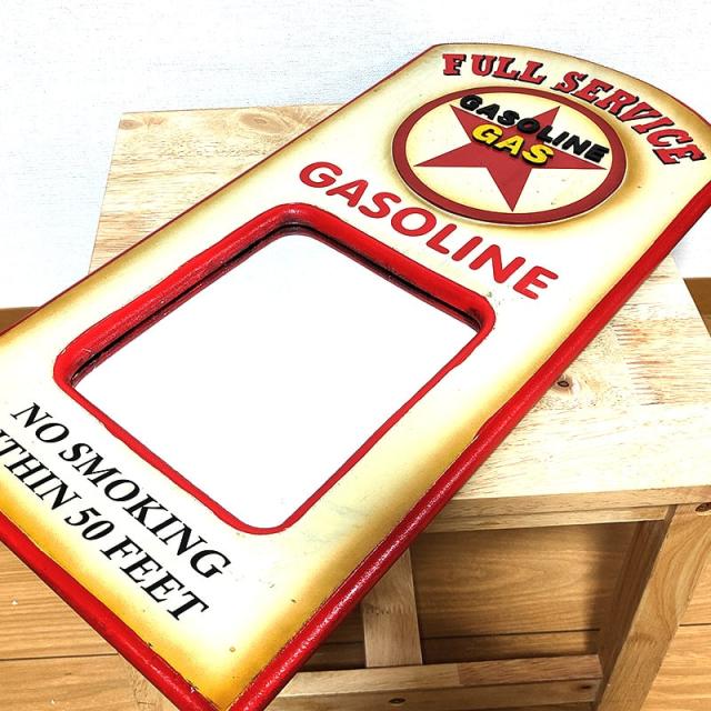 鏡 アンティーク 木製 ガソリン 壁掛け ウォールミラー GASOLINE 高級感 おしゃれ 大きい お洒落 インテリア ビンテージ アメリカン
