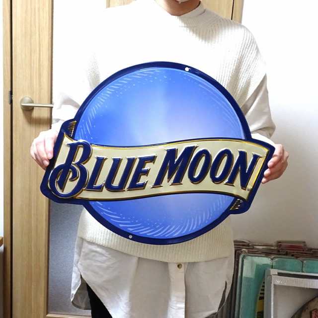 ブリキ看板 BLUE MOON ブルームーン ダイカット エンボスメタルサイン