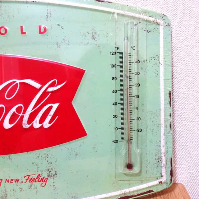 ブリキ看板 コカコーラ 温度計 エンボスメタルサイン COCA-COLA ICE