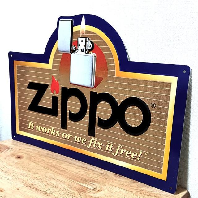 ブリキ看板 ZIPPO 正規品 エンボスメタルサイン 廃盤 レア アメリカン