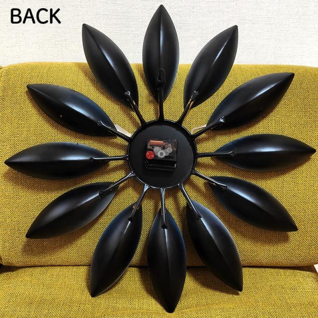 掛時計 大きい レトロ デコラティブウォールクロック Leaf ブルー