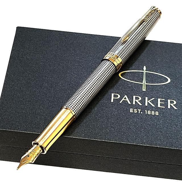 万年筆 PAKER ソネット プレミアム シズレGT 細字 美しい スターリングシルバー 高級 ゴールド かっこいい 純銀 パーカー_1