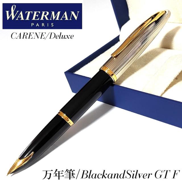 万年筆 ウォーターマン 高級 カレン デラックス 細字 ブラック&シルバーGT 18金 WATERMAN 上品 美しい ブランド 文房具 お祝い