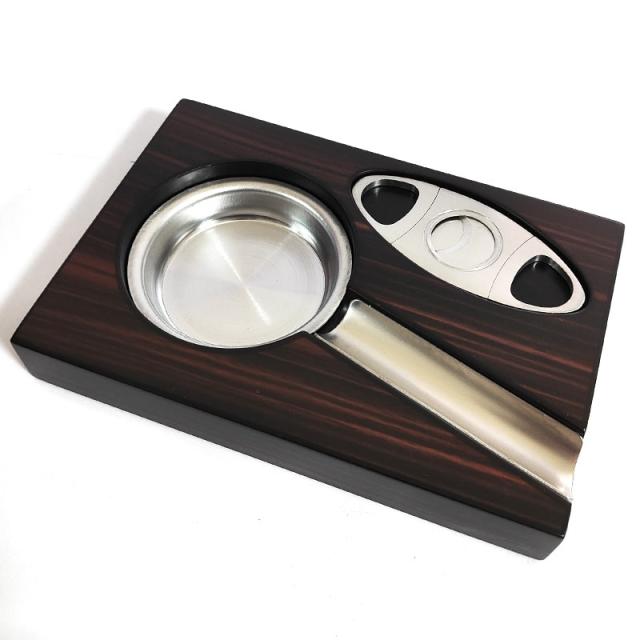 シガー灰皿 カーボン柄 葉巻用ドイツ製 シガーカッター 1本用 たばこ