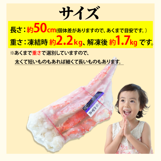 超特大 ボイルタラバガニ 10Lサイズ 約2.2kg 1肩 (正味重量 約1.7kg) かに カニ 蟹 足 安 シュリンク 蟹の王様_3