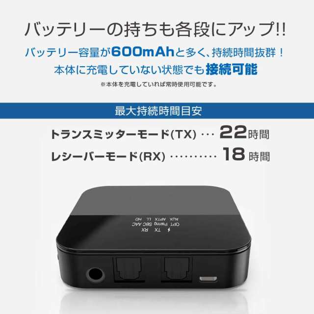 Bluetooth トランスミッター 送信機 受信機 レシーバー イヤホン テレビ 光 TX RX 2台同時 ブルートゥース5.0の通販はau PAY  マーケット - 町のお店