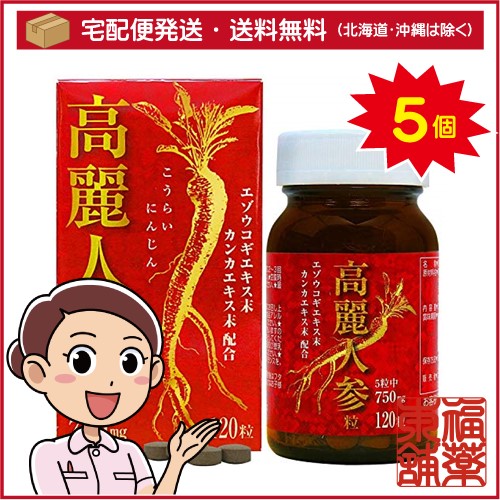 高麗人参粒(120粒)×5個 [宅配便・送料無料]