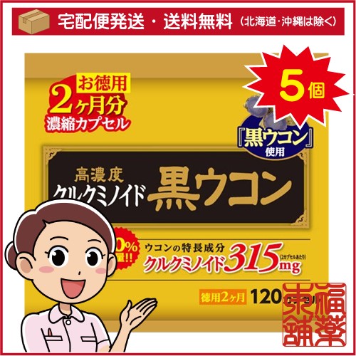 国産 高濃度黒ウコンカプセル(120カプセル)×5個 [宅配便・送料無料]