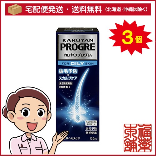 【第3類医薬品】カロヤンプログレ オイリー(120ml)×3個 [宅配便・送料無料]の通販は