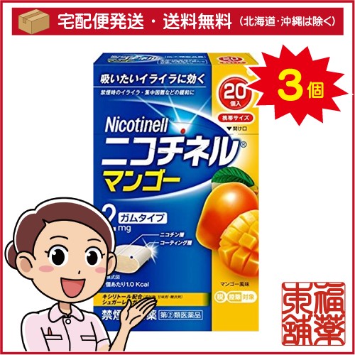 【第(2)類医薬品】☆ニコチネル マンゴー(20コ入)×3個 [宅配便・送料無料]の通販は 5,172円