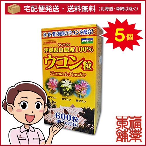 沖縄県山原産100％ウコン粒(600粒)×5個 [宅配便・送料無料]