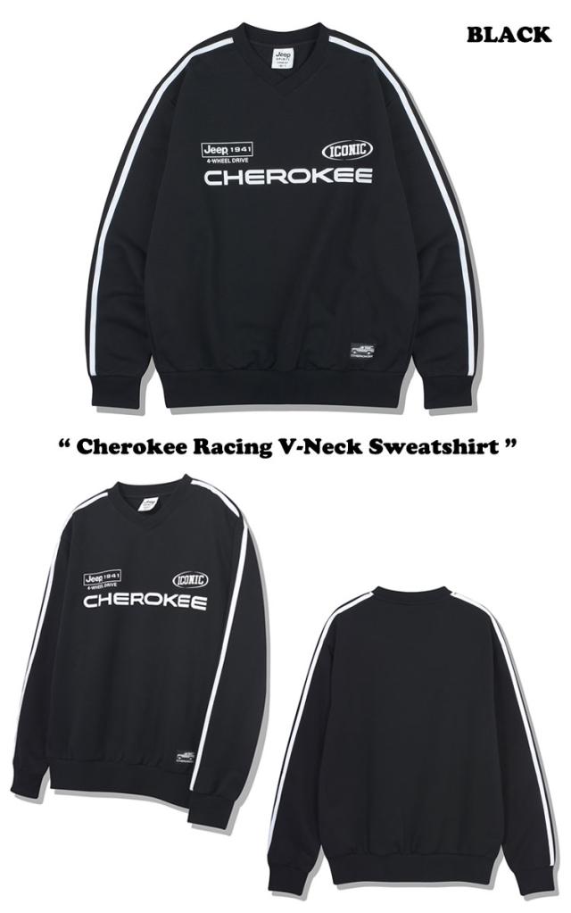 【JEEP】★男女兼用★チェロキーレーシングVネックスウェット ジープ トレーナー Jeep Cherokee Racing V-Neck Sweatshirt