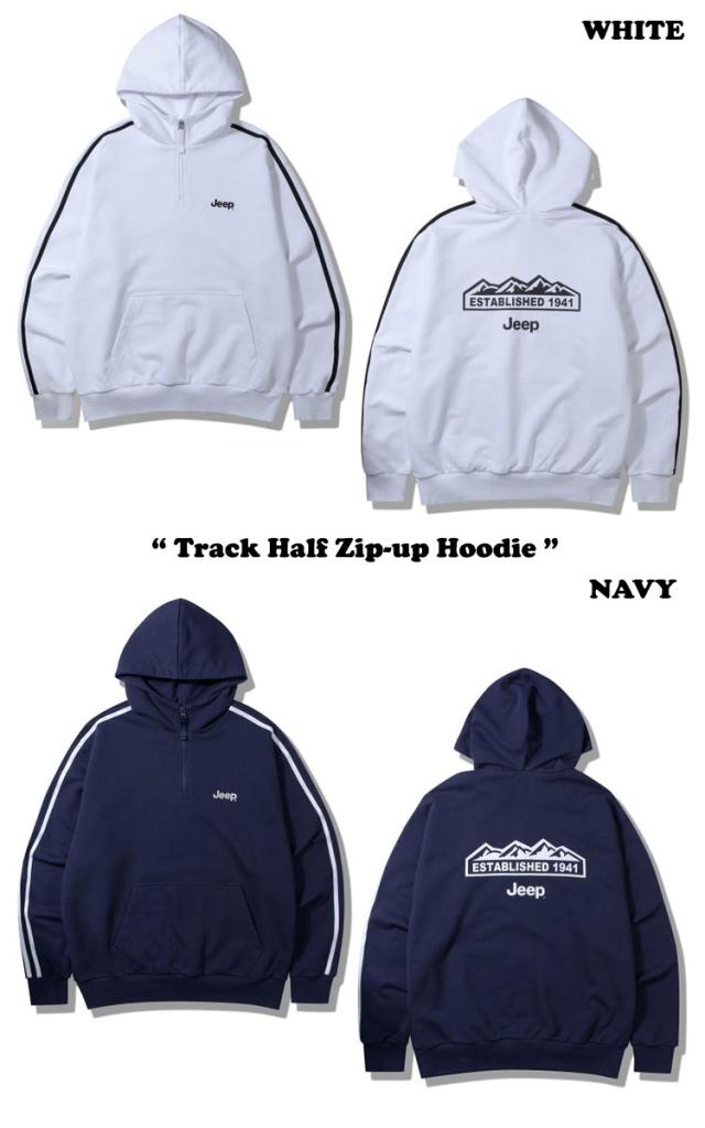 パーカー・フーディ JEEP Track half-zip hooded sweatshirt JP5THU832WH ジープ パーカー Jeep Track Half Zip-up Hoodie NAVY ネイビー