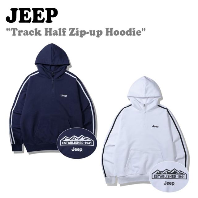 ジープ パーカー Jeep Track Half Zip-up Hoodie NAVY ネイビー WHITE ホワイト JP5THU832NY/WH ウェアの通販は