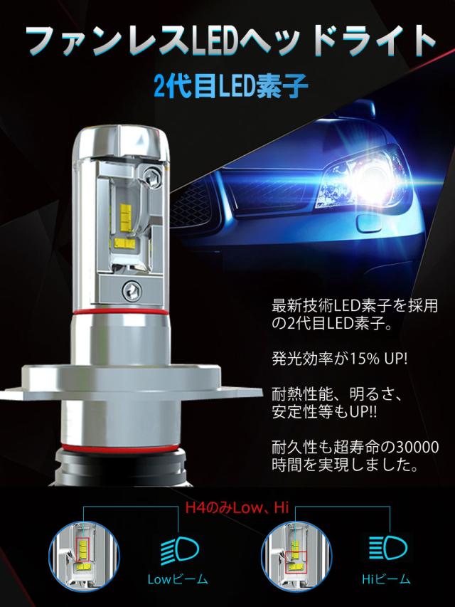 SUZUKI用の非純正品 アルト ラパン H27.6〜# HE33S ヘッドライト(LO)[H4] LED H4 HI/LO 2個入り 12V 24V 6ヶ月保証