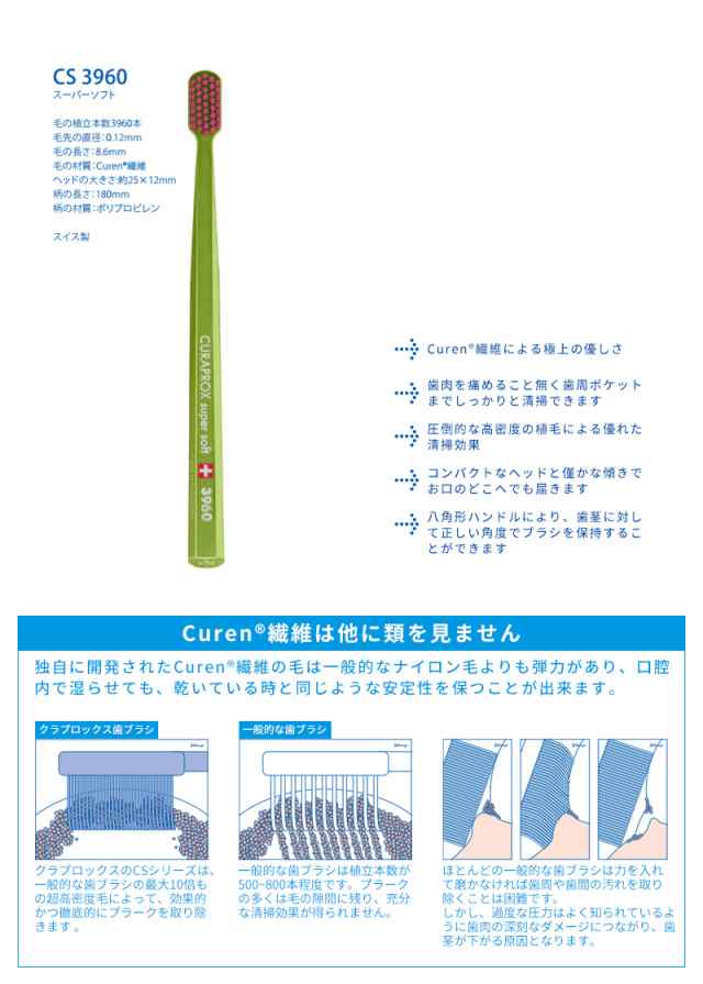 歯ブラシ クラプロックス CS3960 スーパーソフト 1本 Curaprox キュラプロックス 歯科専売品の通販はau PAY マーケット -  お口の専門店（R）