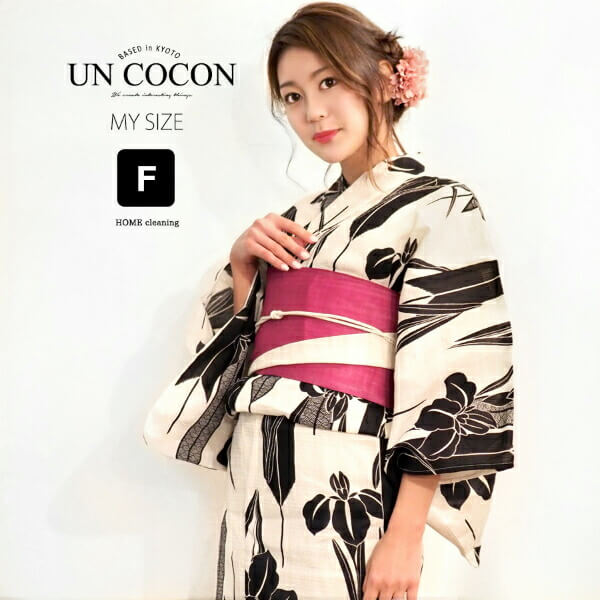 送料無料　夏新作　浴衣　レディース　女性浴衣　単品　浴衣単品　ゆかた　大人　綿麻　上品　個性　しっとり　黒　ブラック　菖蒲　あやめ　花の通販は 8,789円