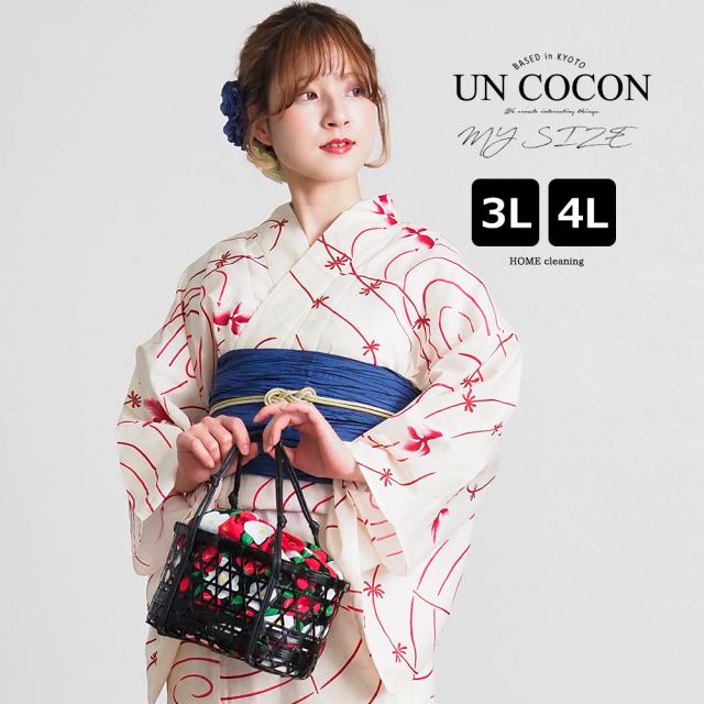 送料無料 夏新作 浴衣 大きいサイズ レディース 大人 浴衣単品 ３ｌ ４ｌ ぽっちゃり ワイド 女性 大人浴衣 ホワイト レッの通販はau Pay マーケット アンココン Uncocon