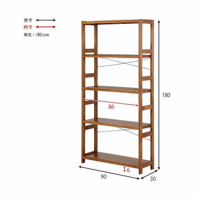 限定モデルや Ｒｕｎｎｅｌ（ランネル） ５段収納ウッドラック 幅