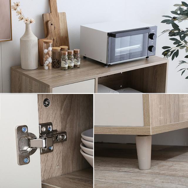 Ｒｉｎｅ（リイネ）　バイカラーレンジボード　収納　レンジ台　レンジボード　キッチン収納　収納棚　キッチン　棚　木製　バイカラー　北欧　レトロ　お洒落　おしゃれ　シンプル　送料無料　ナチュラル　シンプル　北欧　レトロ　西海岸　ミッドセンチュリーの通販は