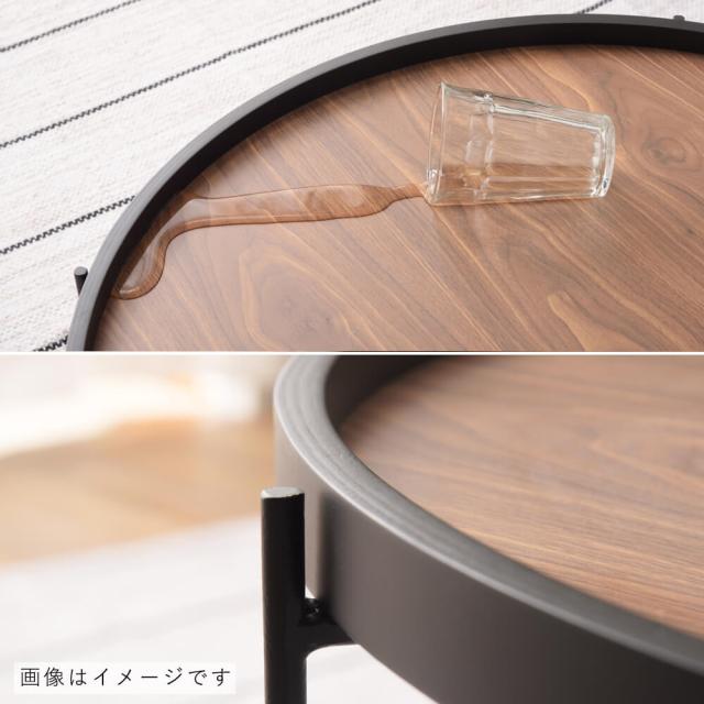 Ｂｒｉｌｌｅ（ブリレ）トレーテーブルＬ　ラウンド　トレーテーブル　Ｌ　幅７３　ラウンドトレーテーブル　トレーテーブル　木目調　ミラー天板　ミラー　壁掛け　サイドテーブル　ナイトテーブル　折りたたみ可　天板取り外し可　丸型　Ｌサイズ　おしゃれ　高級感　ブラ_7