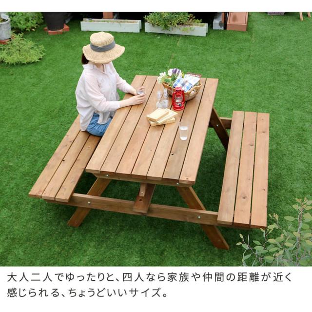 Ｐｅｐｅｒ（ペパー）国産ひのきピクニックテーブル　ブラウン　日本製　ひのき　ピクニックテーブル　テーブル　ベンチ　屋外_7