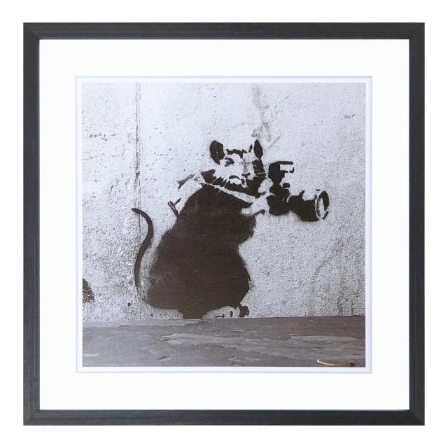 Ｂａｎｋｓｙ（バンクシー）　Ｐａｐａ−ｒａｔ−ｚｚｉ　アートポスター（フレーム付き）