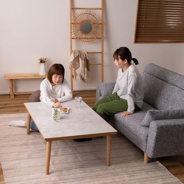 こたつ 約幅105cm ナチュラル ねじこみ式 継脚式 天然木 ラバーウッド