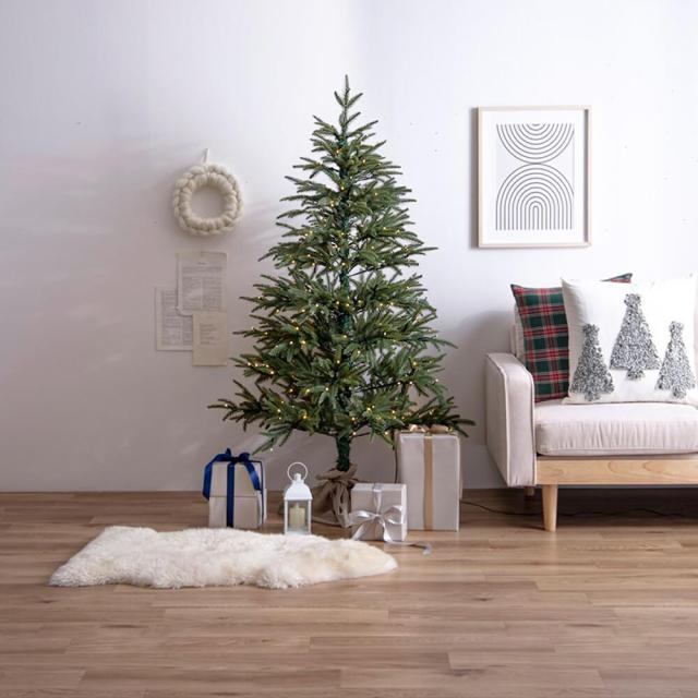 クリスマスツリー　高さ１５０ｃｍ　クリスマスツリー　ツリー　１５０ｃｍ　ＬＥＤライト付き　ドイツトウヒ　ヌードツリー　グリーン
