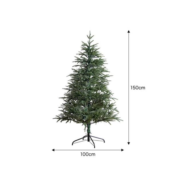 クリスマスツリー　高さ１５０ｃｍ　クリスマスツリー　ツリー　１５０ｃｍ　ＬＥＤライト付き　ドイツトウヒ　ヌードツリー　グリーン