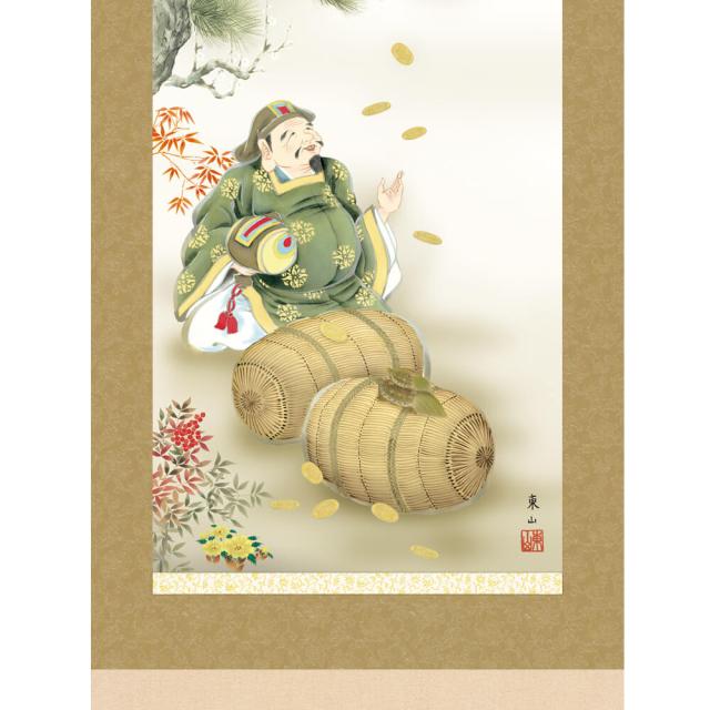 金運大黒龍神図　掛軸　榎本　東山　尺五立　高精彩工芸画　手彩補色　掛け軸　掛軸　動物画　厄除け　干支　表装　軸装　桐箱_4