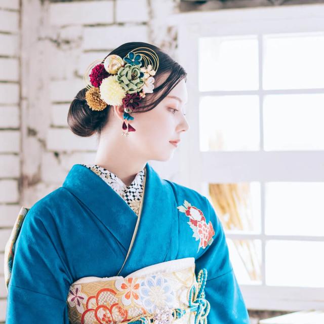 髪飾り　成人式　つまみ細工　振袖　前撮り　袴　花　赤　白　Ｕピン　ピンポンマム　かんざし　ウエディング　ブライダル　花嫁_11