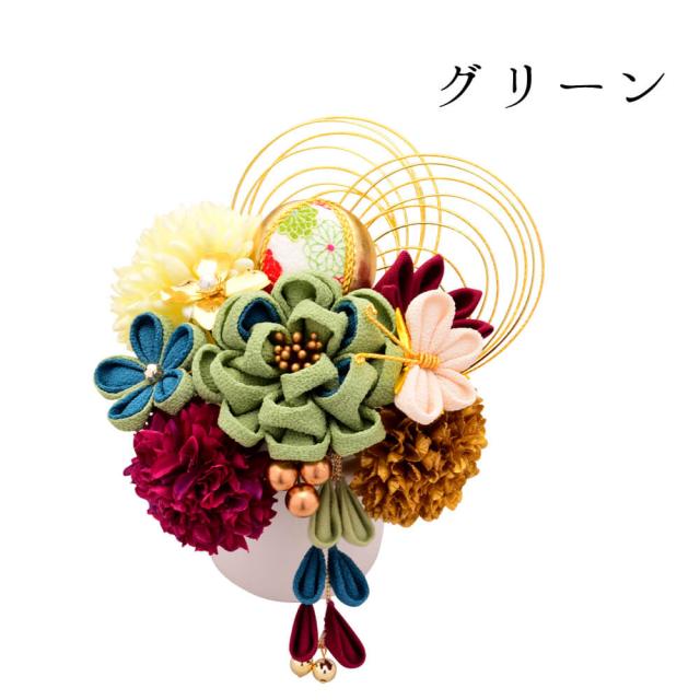 髪飾り　成人式　つまみ細工　振袖　前撮り　袴　花　赤　白　Ｕピン　ピンポンマム　かんざし　ウエディング　ブライダル　花嫁_7