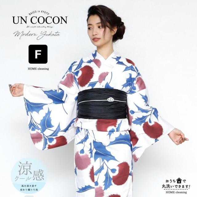 送料無料　夏新作　女性浴衣　レディース浴衣　浴衣　単品　浴衣単品　レトロ　仕立て上がり　女性用　フリー　青　ブルー　白　ホワイト　送料無料