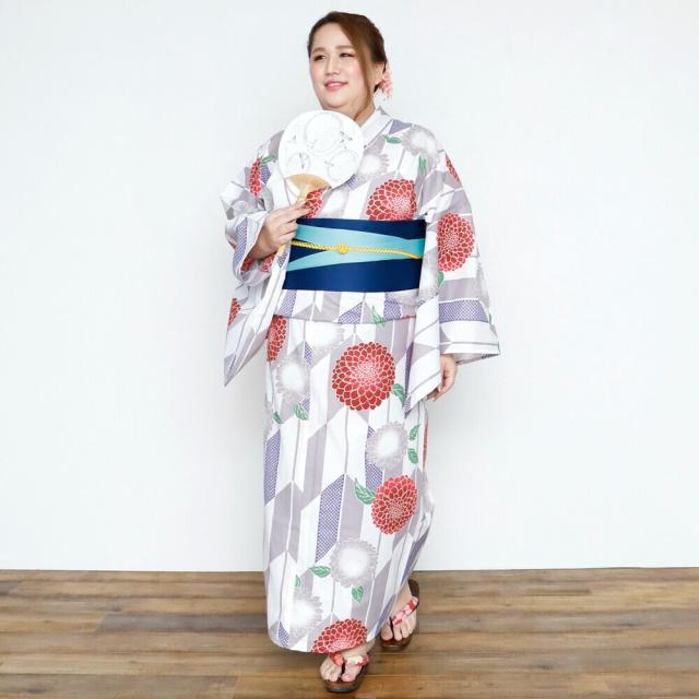 送料無料　夏新作　浴衣　大きいサイズ　レディース　ゆかた　大人　浴衣単品　３Ｌ　４Ｌ　ぽっちゃり　ふくよかさん向け　大きい　女性　大人浴衣　ワイド　大正浪漫　古典_1