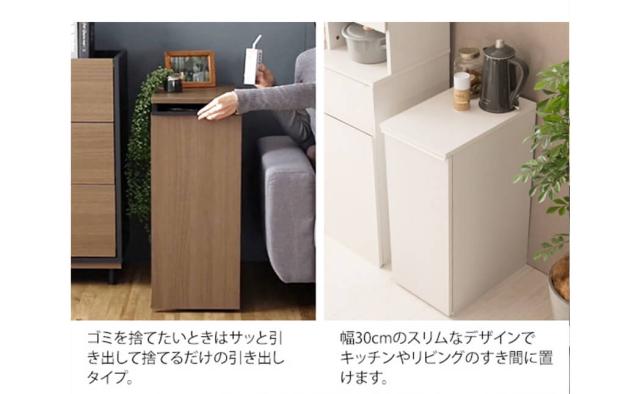 引出しダストボックス　ゴミ箱　４５リットル　４５Ｌ　ふた付き　塵箱　スリム　幅３０ｃｍ　ダストボックス_4