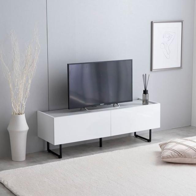 テレビボード　テレビ台　ローボード　扉収納　ｔｖ　スリム　鏡面　石目調　リビング　モダン　白　幅１２０　フラット　ストーン　脚付_2