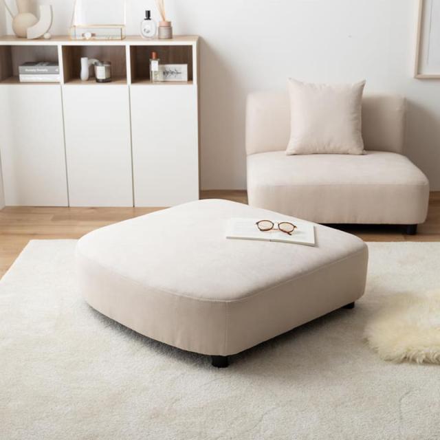 オットマン　ソファ　１人掛け　フロア　オットマン　ロー　ファブリック　大人かわいい　低め　１Ｐ　一人用　クッション付き　単品の通販は
