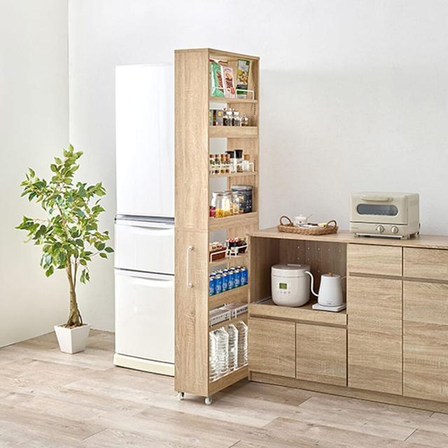 隙間収納　スリムラック　キッチン収納　ランドリーラック　キャスター付き収納　両面オープンラック　調味料ラック　収納家具_2